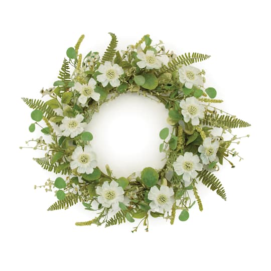 22.5" Mixed Pincushion Floral Wreath